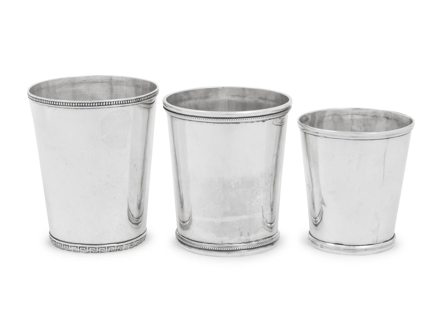 Three American Coin Silver Julep Cups
