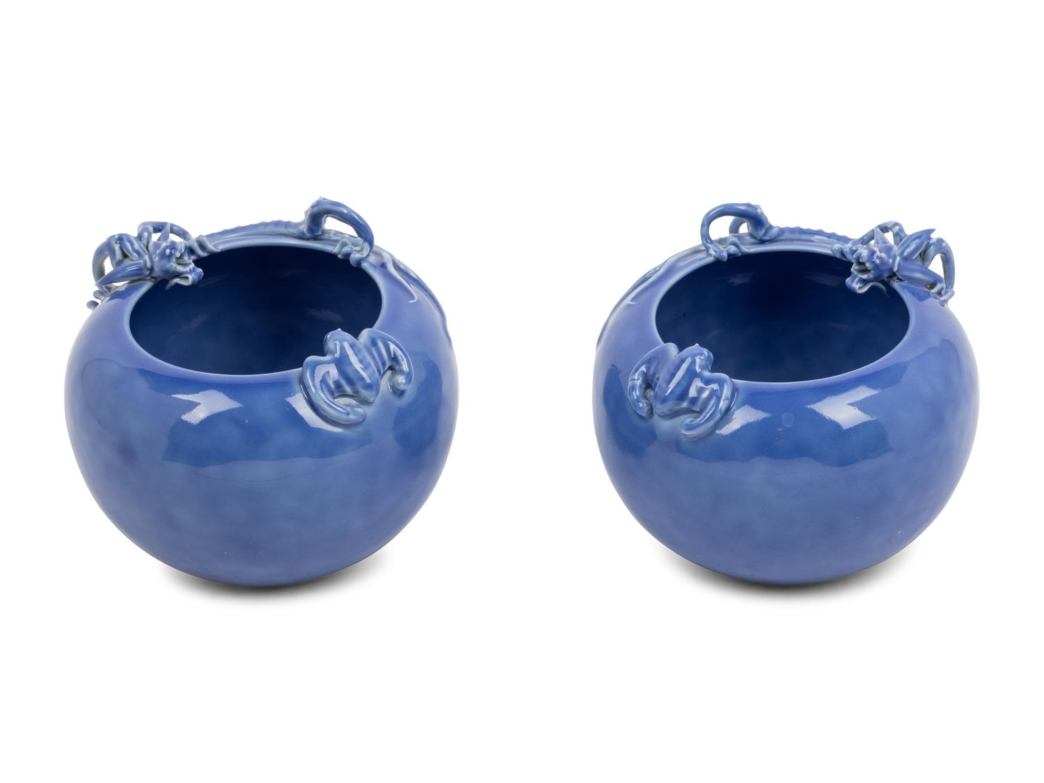 A Pair of Claire-de-Lune Glazed Porcelain Brush Washers