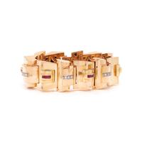 RETRO, BICOLOR GOLD, RUBY AND DIAMOND BRACELET