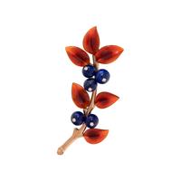 AUSTRIAN, HARDSTONE AND DIAMOND FOLIATE BROOCH