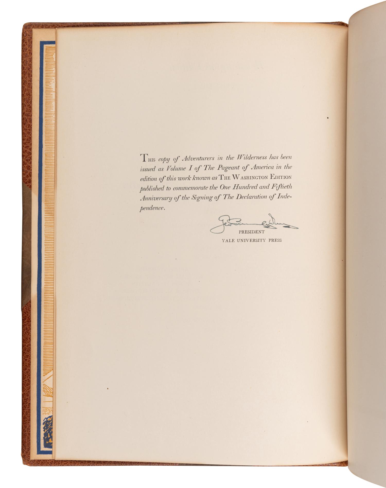 [BINDINGS & SETS]. GABRIEL, Ralph Henry (1890-1987), editor. The Pageant of America a Pictorial History of the United States . New Haven, CT: Yale University Press, 1925-1929.