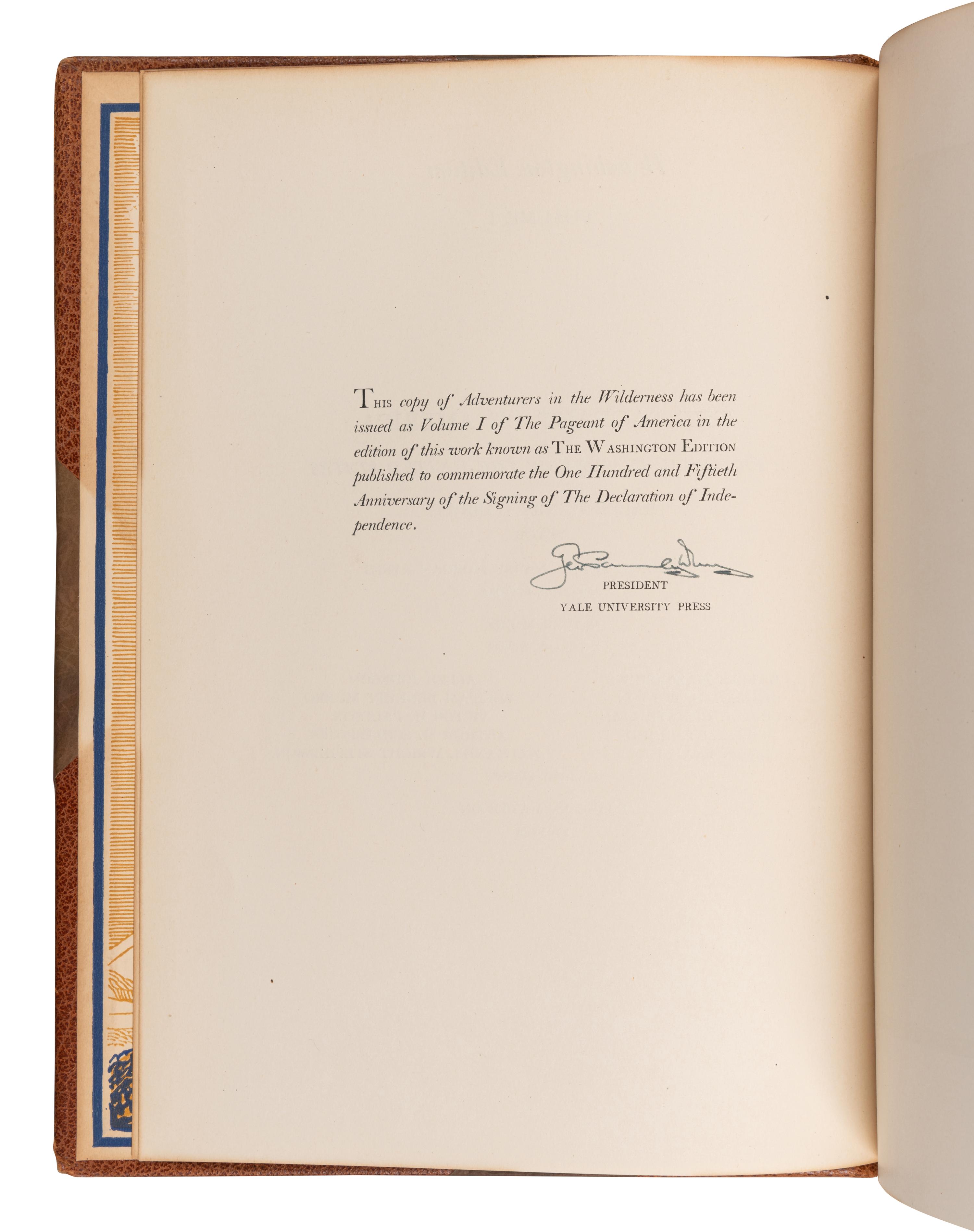 [BINDINGS & SETS]. GABRIEL, Ralph Henry (1890-1987), editor. The Pageant of America a Pictorial History of the United States . New Haven, CT: Yale University Press, 1925-1929.