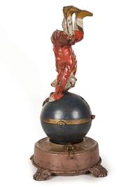 A Spinning Clown on Globe Cast Iron Mechanical Bank