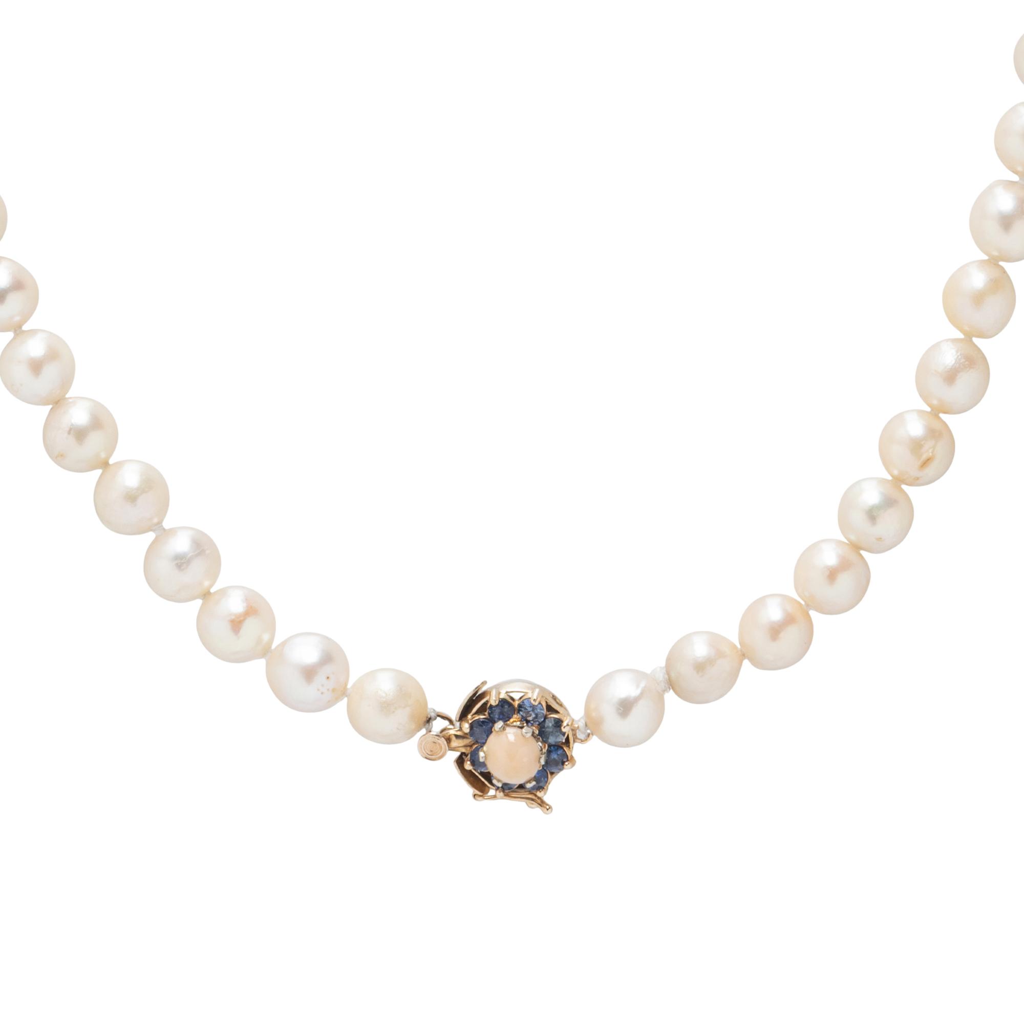 CULTURED PEARL, CONCH PEARL, AND SAPPHIRE NECKLACE