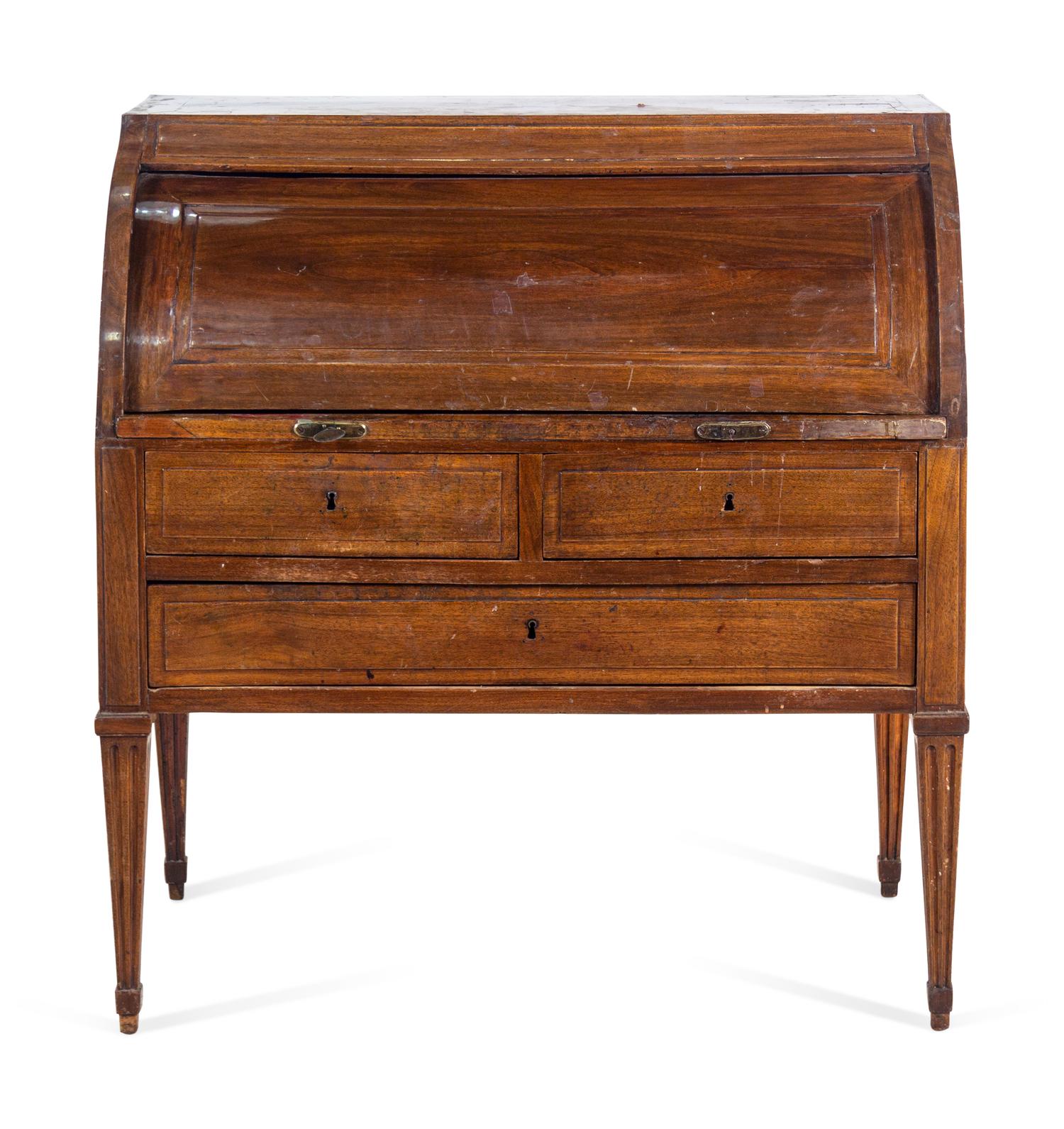 A Louis XVI Style Mahogany Bureau à Cylindre