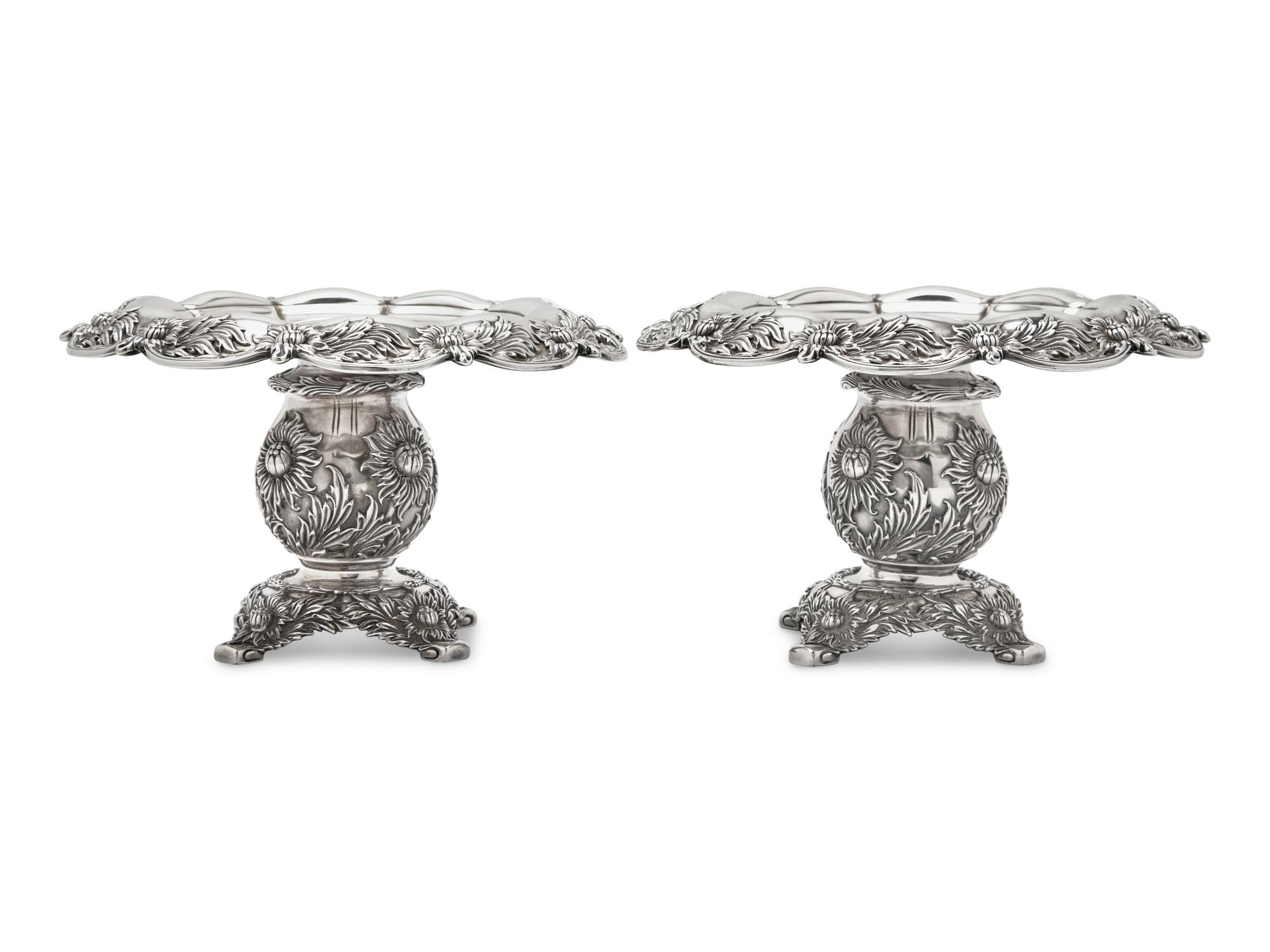 A Pair of Tiffany & Co. Sterling Silver Chrysanthemum Tazza