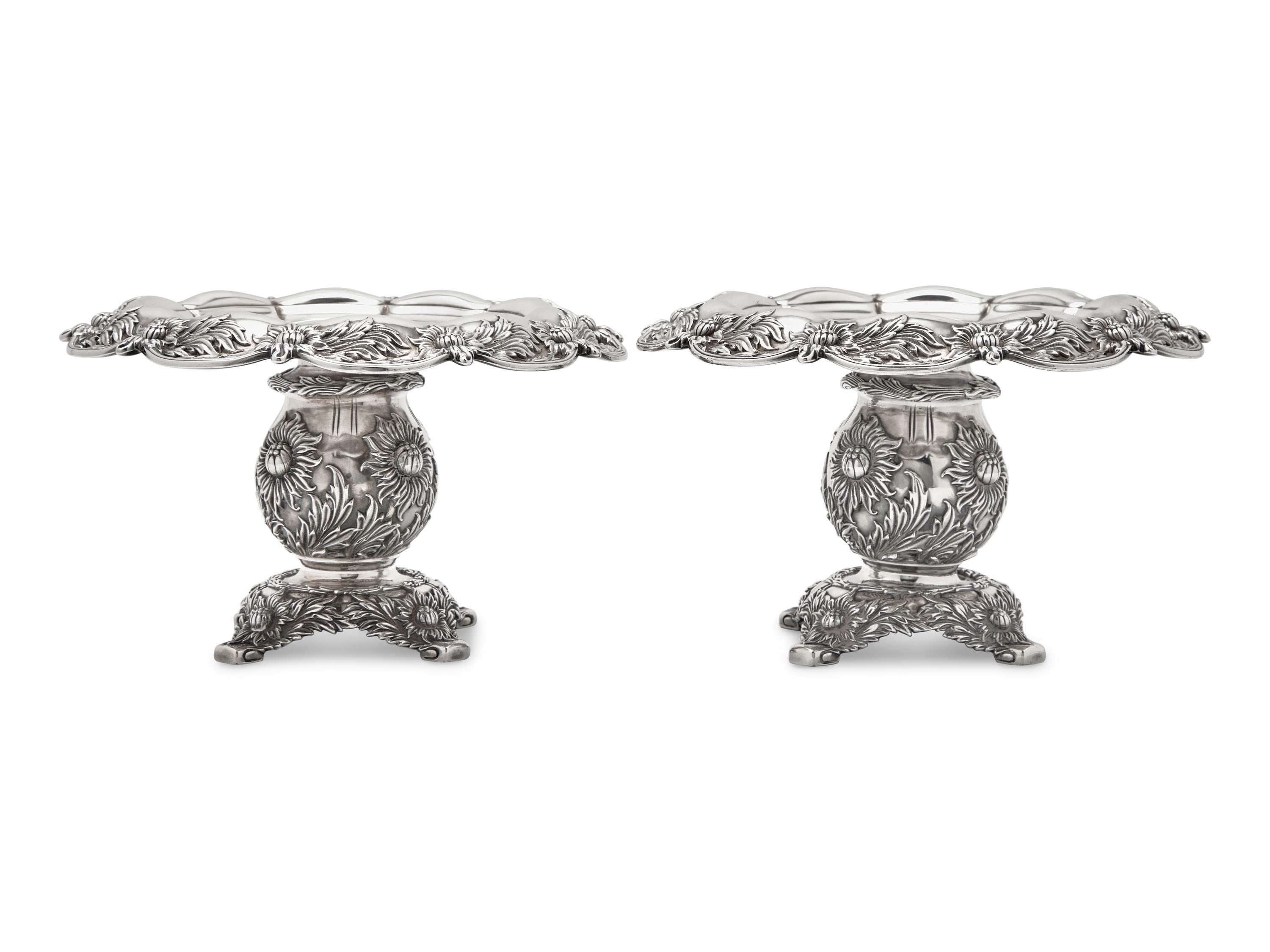 A Pair of Tiffany & Co. Sterling Silver Chrysanthemum Tazza