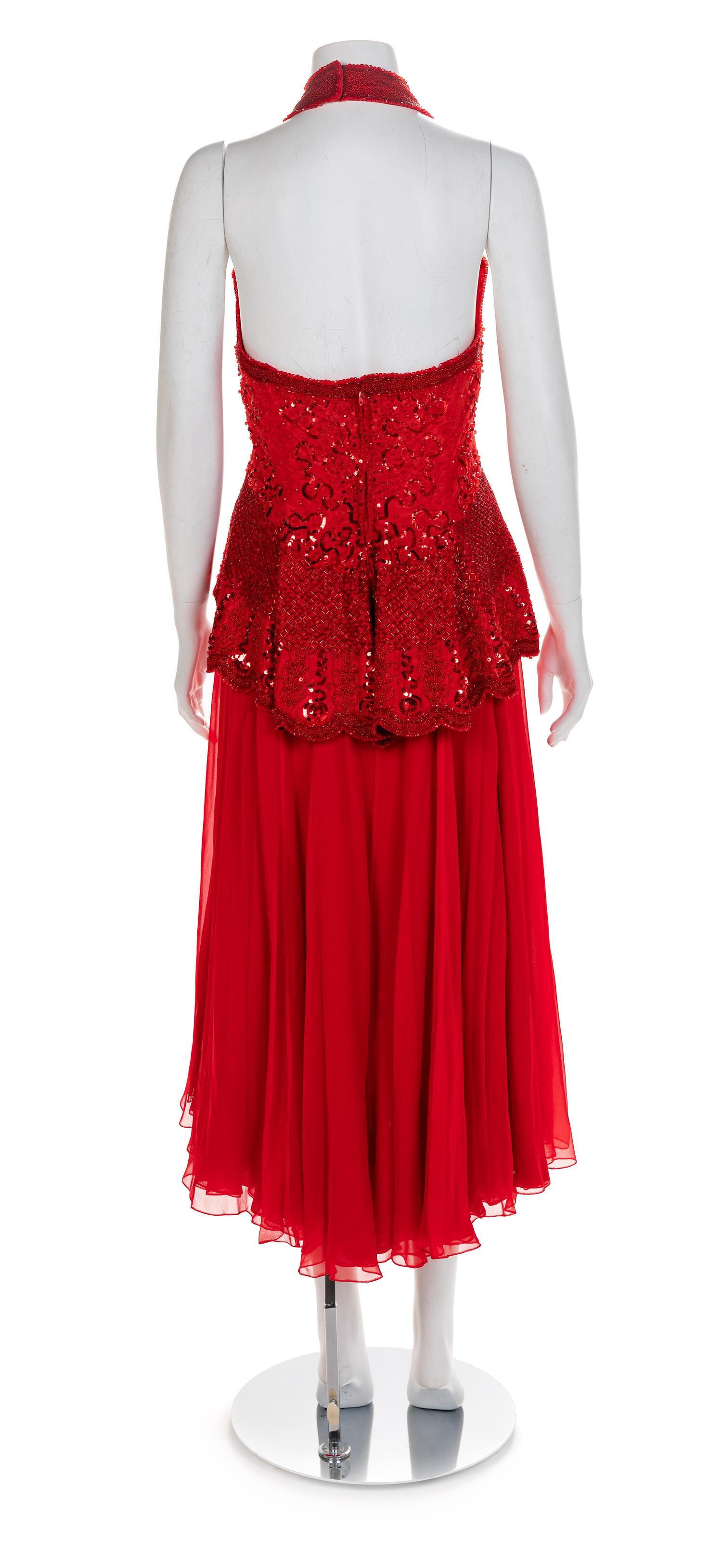 Two Fabrice Beaded Halter Dresses, 1990-2000s No size label