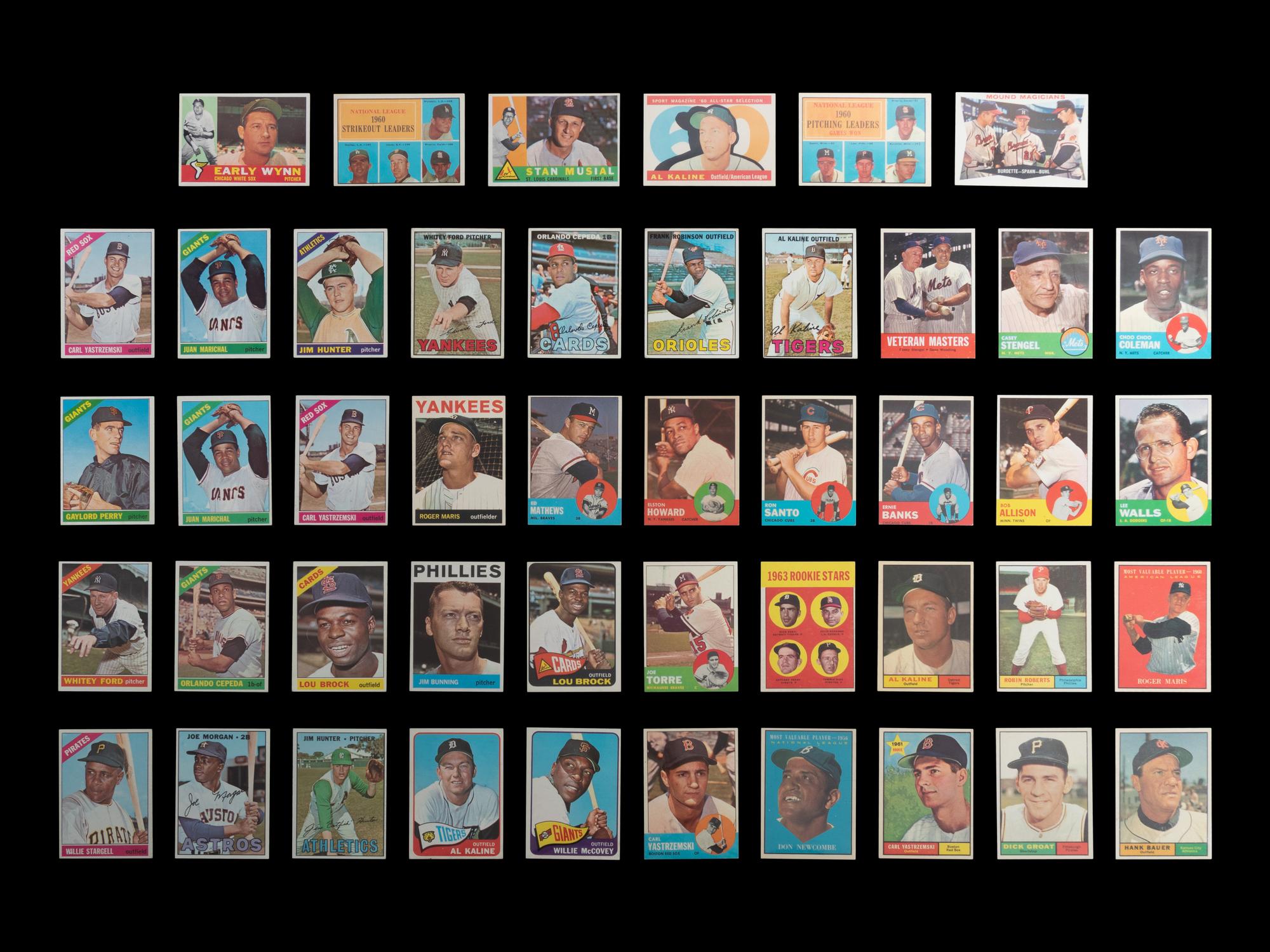 A Group of 55 1960s Topps Baseball Cards Featuring Multiple Hall of Famers and Notables,