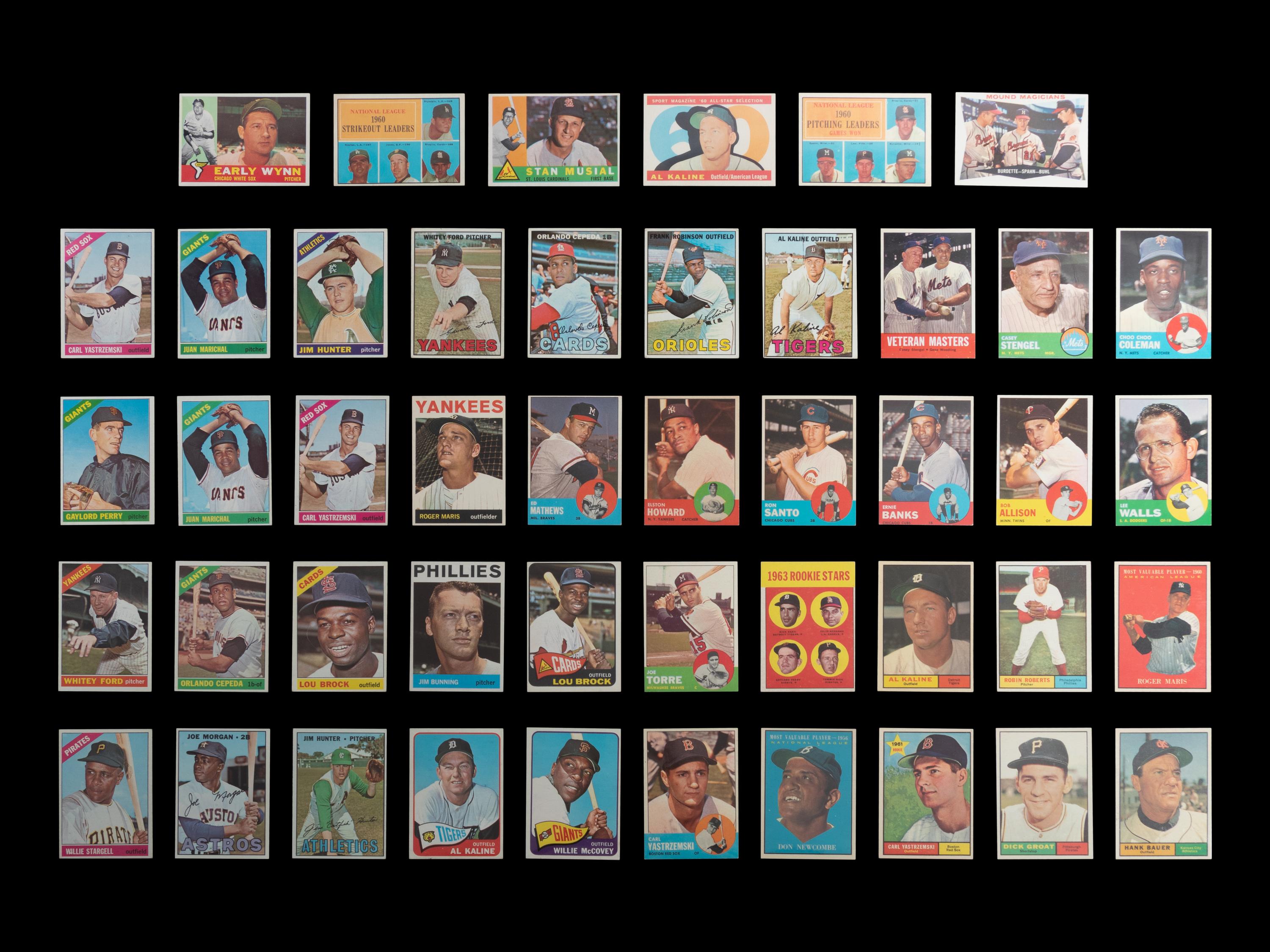 A Group of 55 1960s Topps Baseball Cards Featuring Multiple Hall of Famers and Notables,