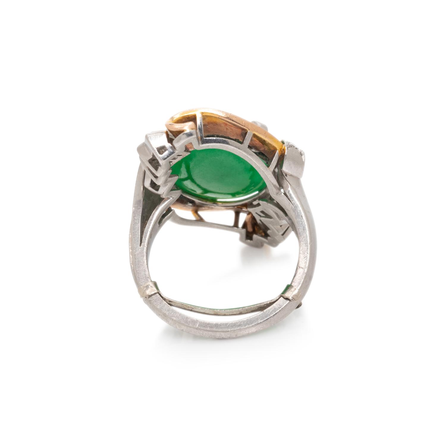 JADEITE JADE AND DIAMOND RING