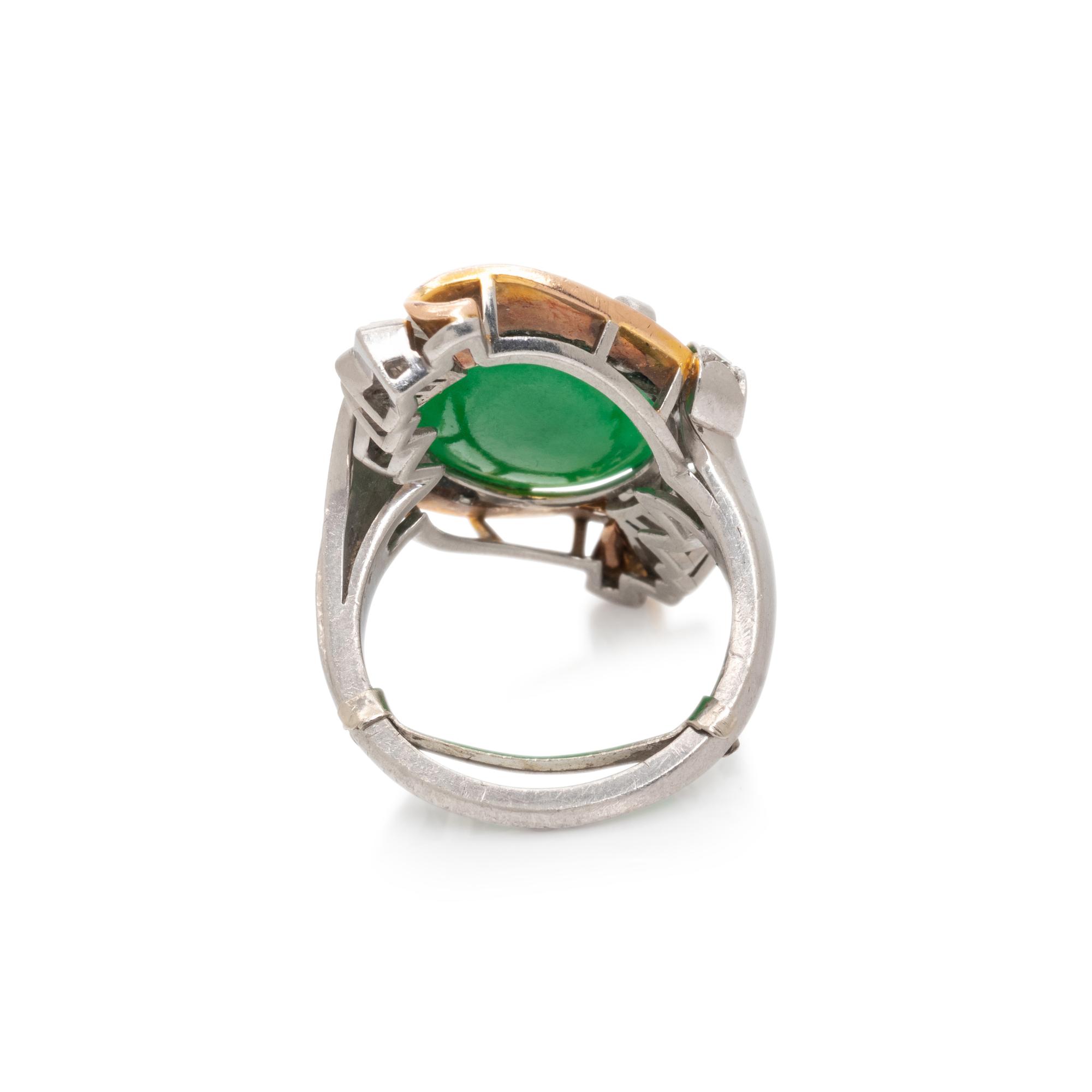 JADEITE JADE AND DIAMOND RING