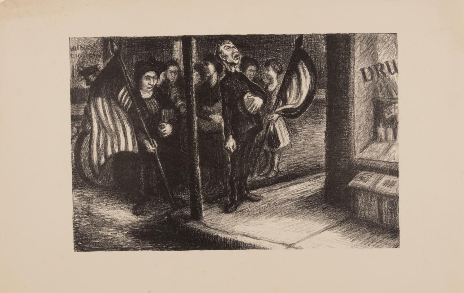 A group of four prints ( Call to Repentance; It is Wonderful; The Corner; Third Street Cafe )