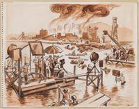 Thomas Hart Benton, (American, 1889-1975), Burning of Chicago (sketch for Hollywood, 1937-1938)