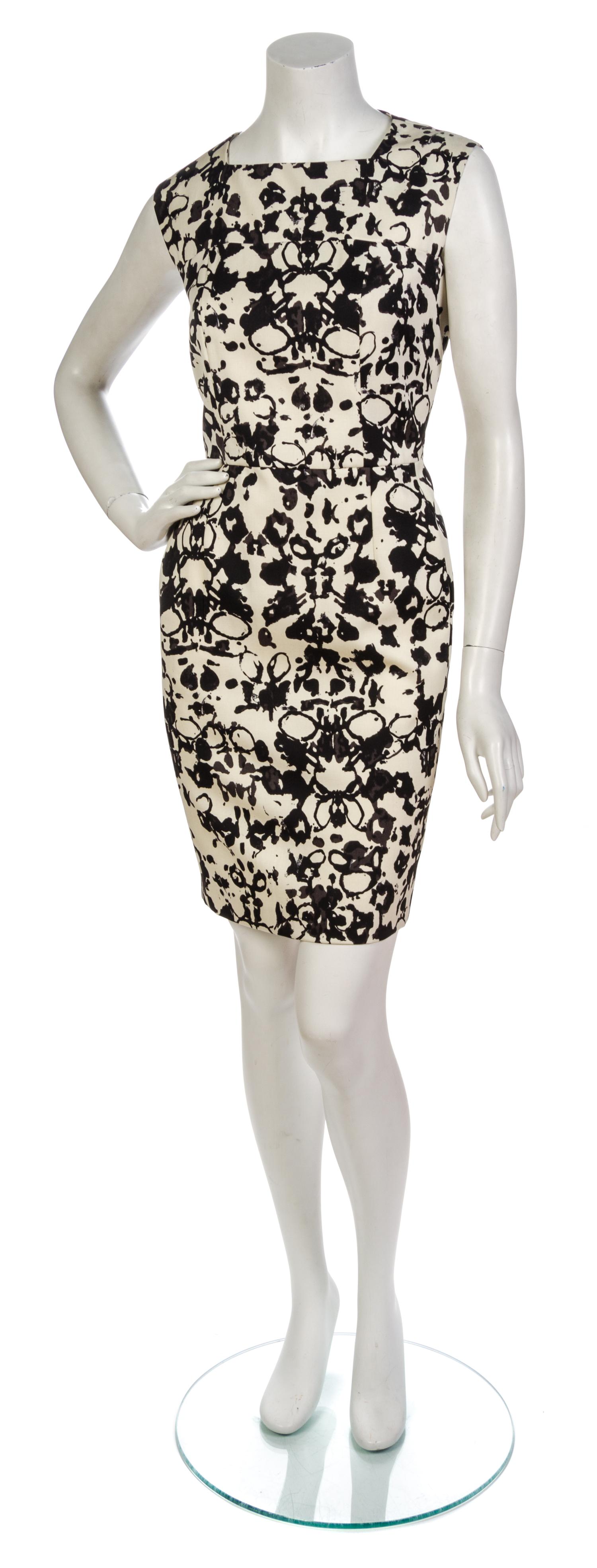 An Yves Saint Laurent Ivory and Black Print Dress,