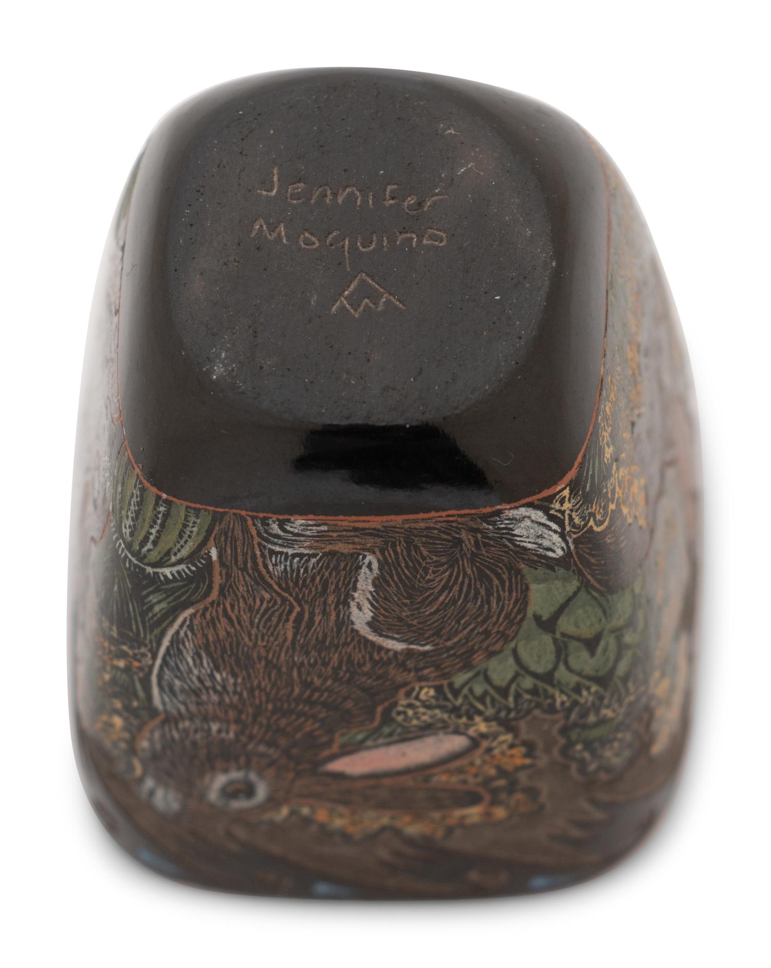 Miniature Sgraffito Lidded Seed Jars
