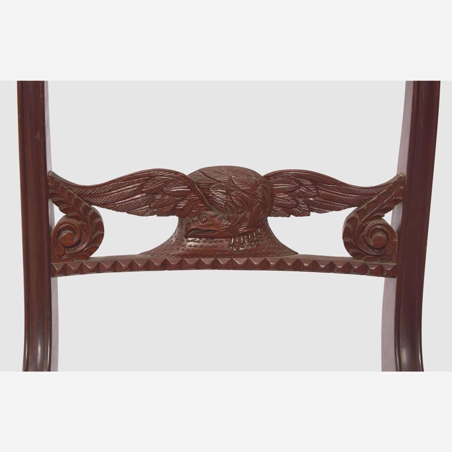 A set of five Federal carved mahogany eagle-back klismos side chairs New York, NY, circa 1820