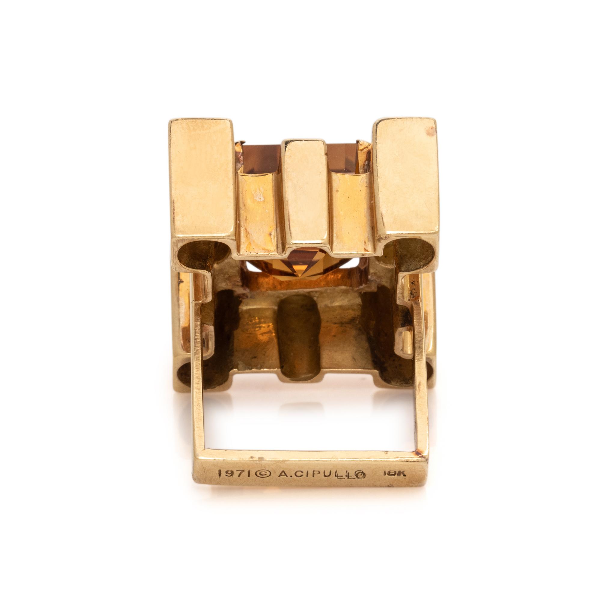 ALDO CIPULLO, CITRINE AND YELLOW GOLD RING