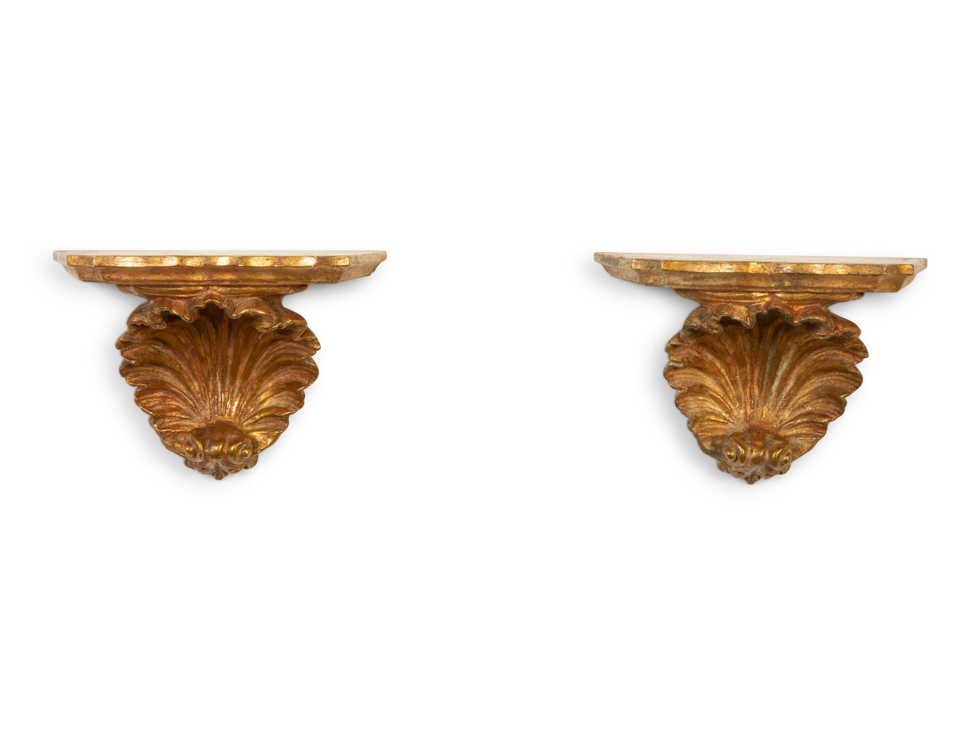 A Set of Four Italian Giltwood Wall Brackets