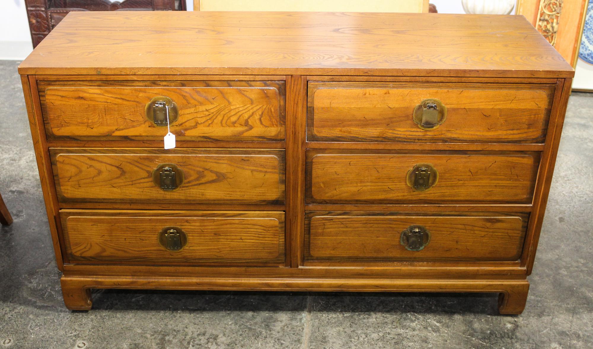 A Chinese Style Chest of Drawers Height 29 3/4 x width 52 x depth 17 3/4 inches. — DAVIS CABINET COMPANY, 20TH CENTURY