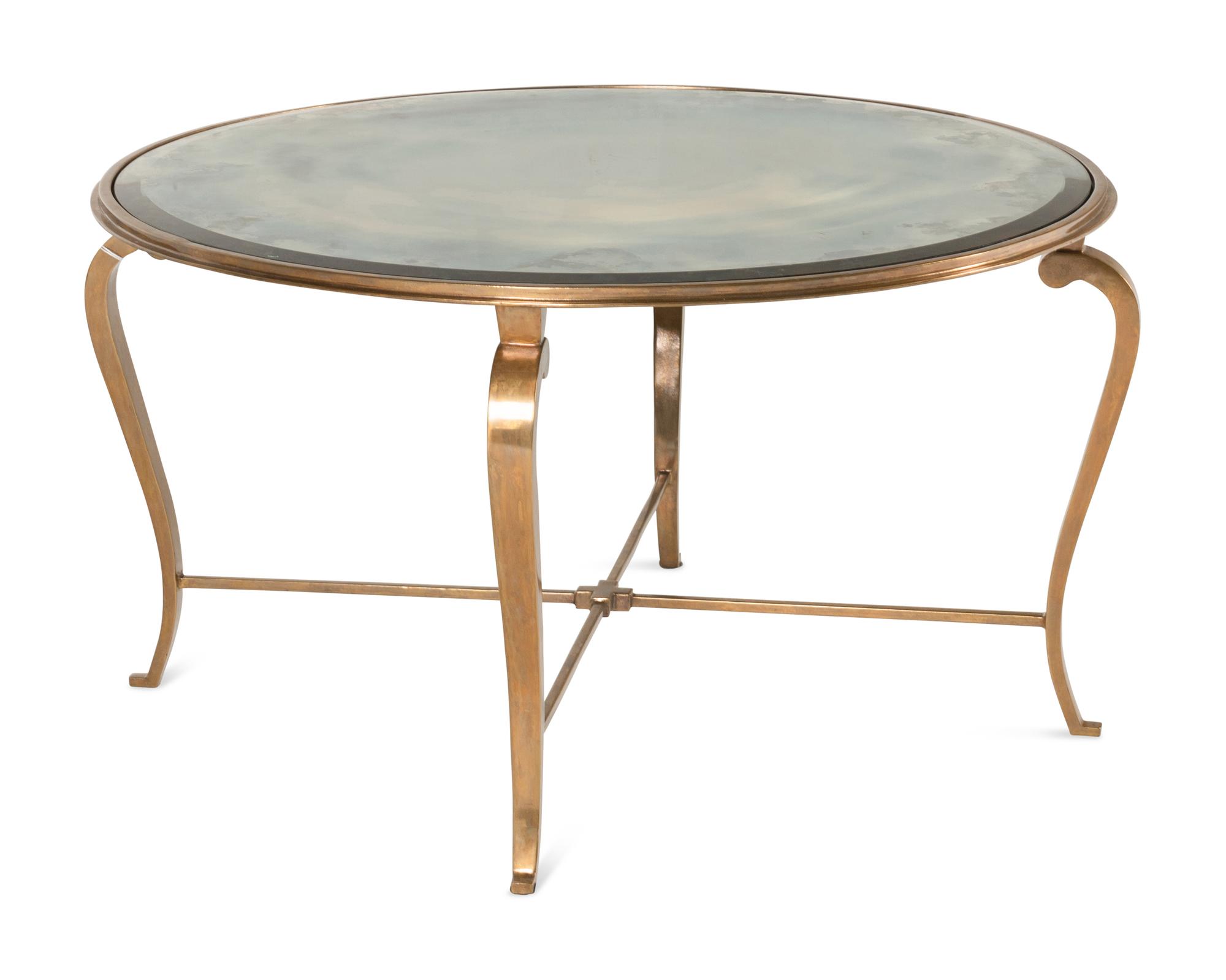 A Contemporary Brass and Mirrored Low Table