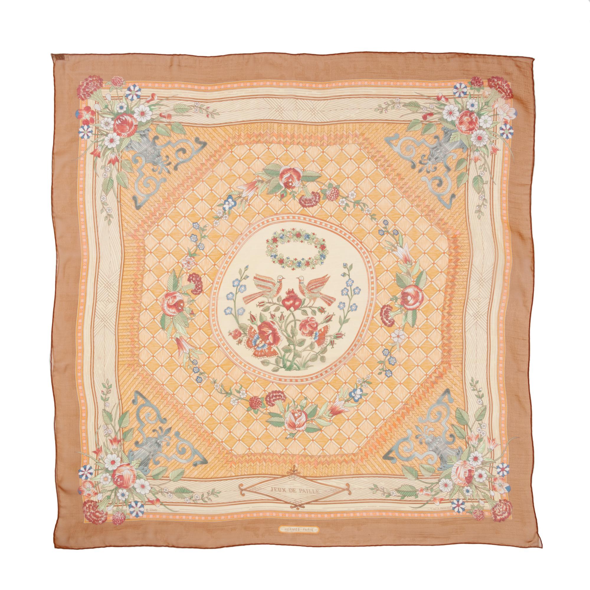Three 90cm Hermès Scarves: Two Silk/Chiffon, One Cashmere/Silk