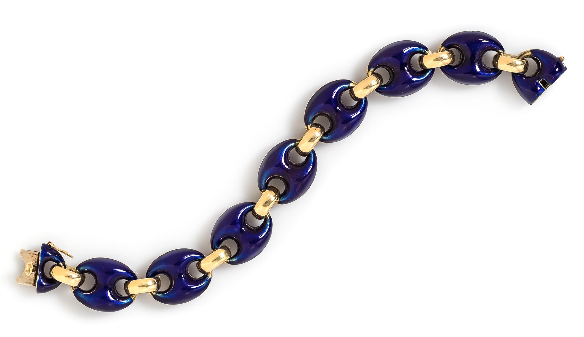 An 18 Karat Yellow Gold and Enamel Bracelet, Marchisio, 41.00 dwts.