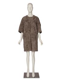 J. Mendel Brown Broadtail Open-Front Coat, 2000s