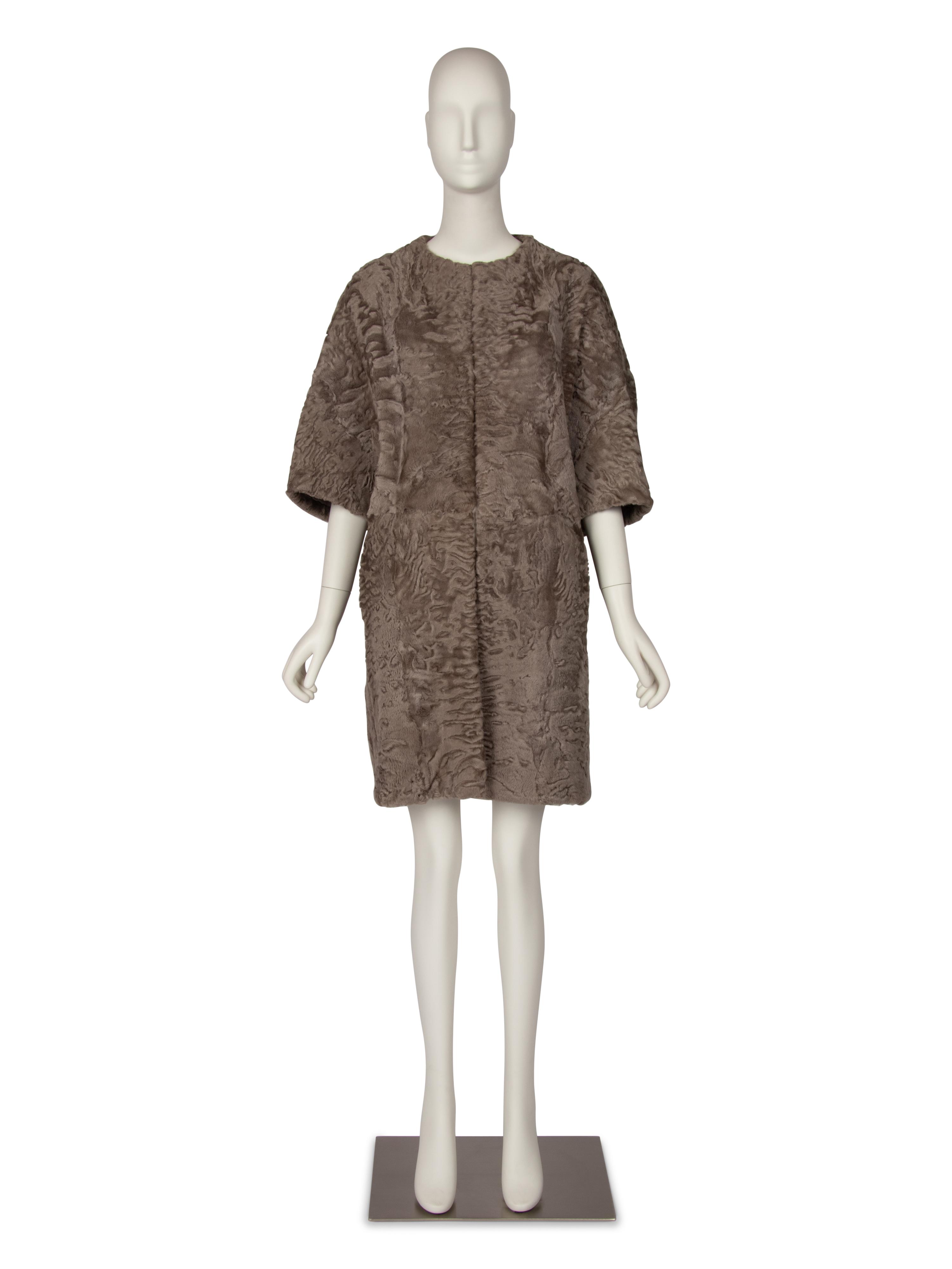 J. Mendel Brown Broadtail Open-Front Coat, 2000s