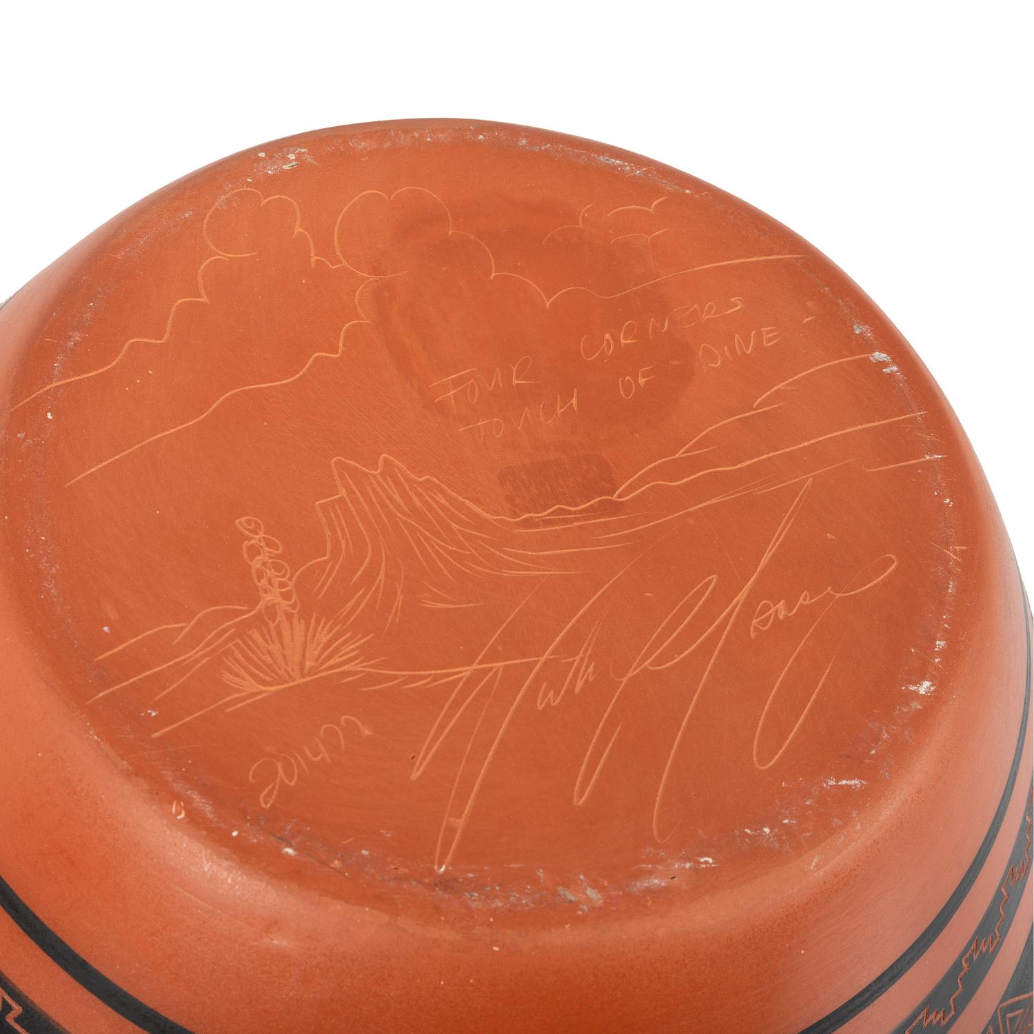 Large Polychrome Sgraffito Pottery Vase