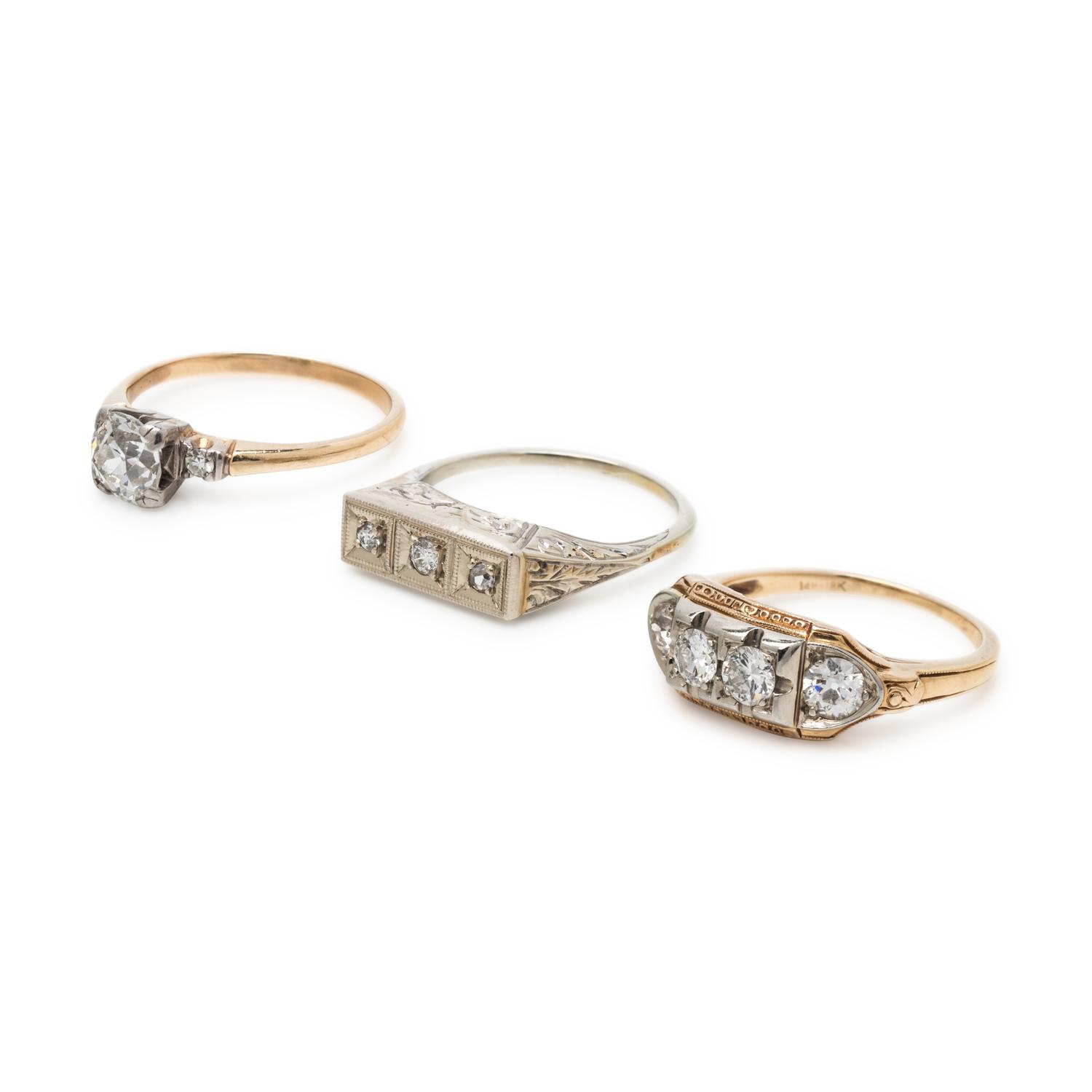 COLLECTION OF GOLD AND DIAMOND RINGS