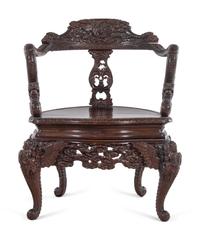 A Japanese Export Hardwood Armchair