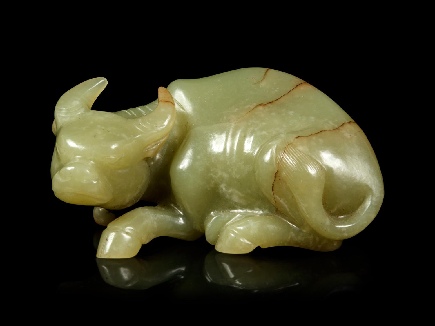 A Yellow Jade Carving of Buffalo