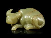 A Yellow Jade Carving of Buffalo