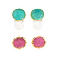 MAZ, TWO PAIRS OF YELLOW GOLD INTAGLIO CLIP EARRINGS