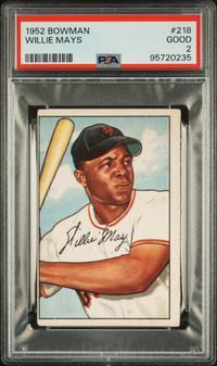 A 1952 Bowman Willie Mays Baseball Card No. 218 (PSA 2 GOOD)