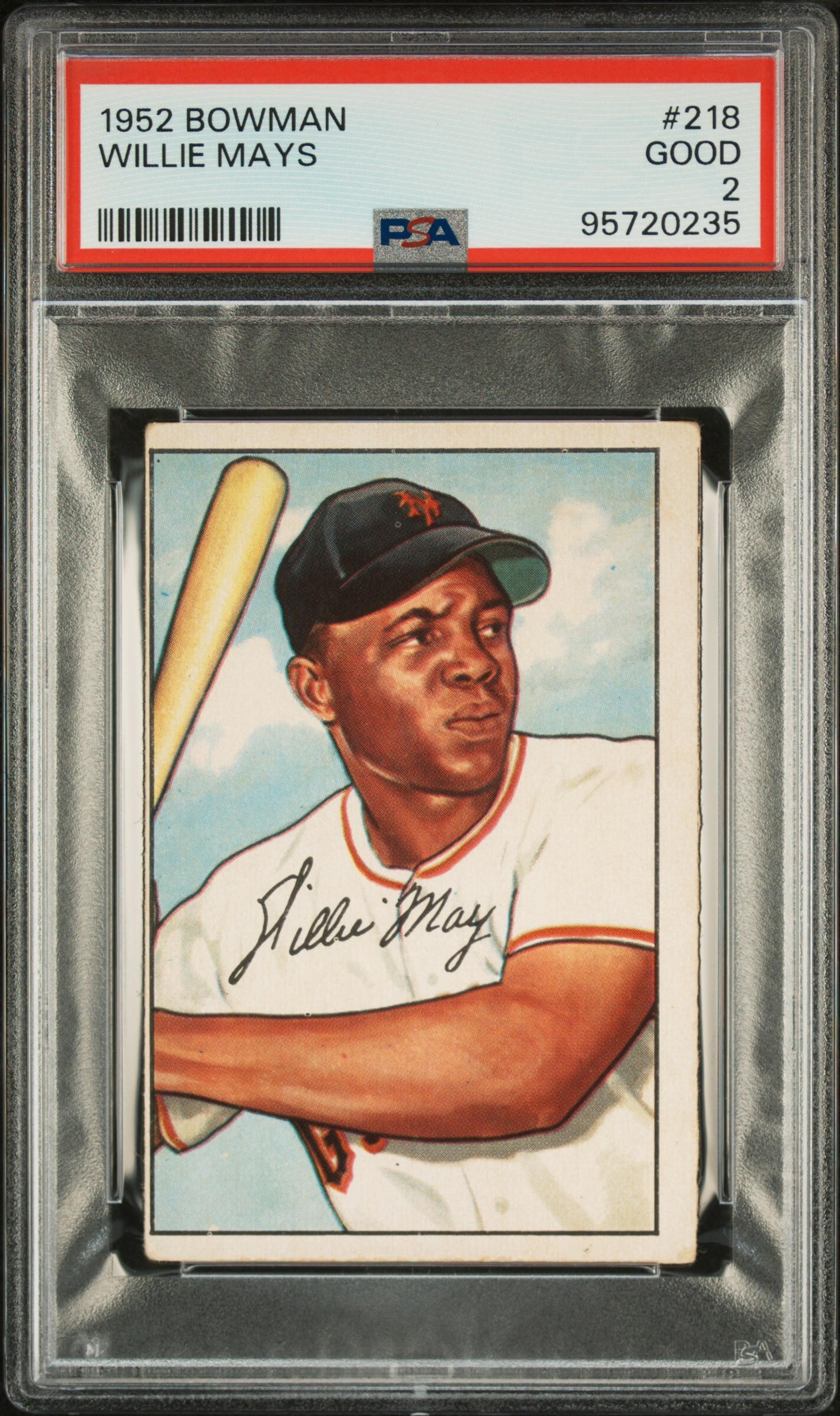 A 1952 Bowman Willie Mays Baseball Card No. 218 (PSA 2 GOOD)