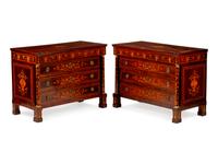 A Pair of Italian Neoclassical Marquetry Commodes