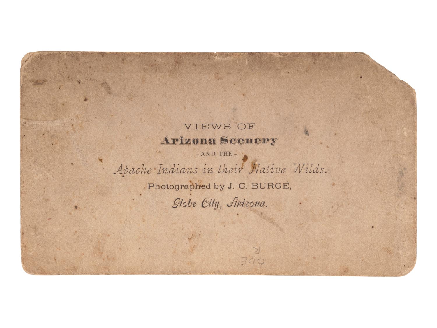 [NATIVE AMERICANS]. BURGE, J.C. (ca 1839-1897), photographer. Stereoview of Apaches bathing in the Gila. Globe City, AZ. Early 1880s.