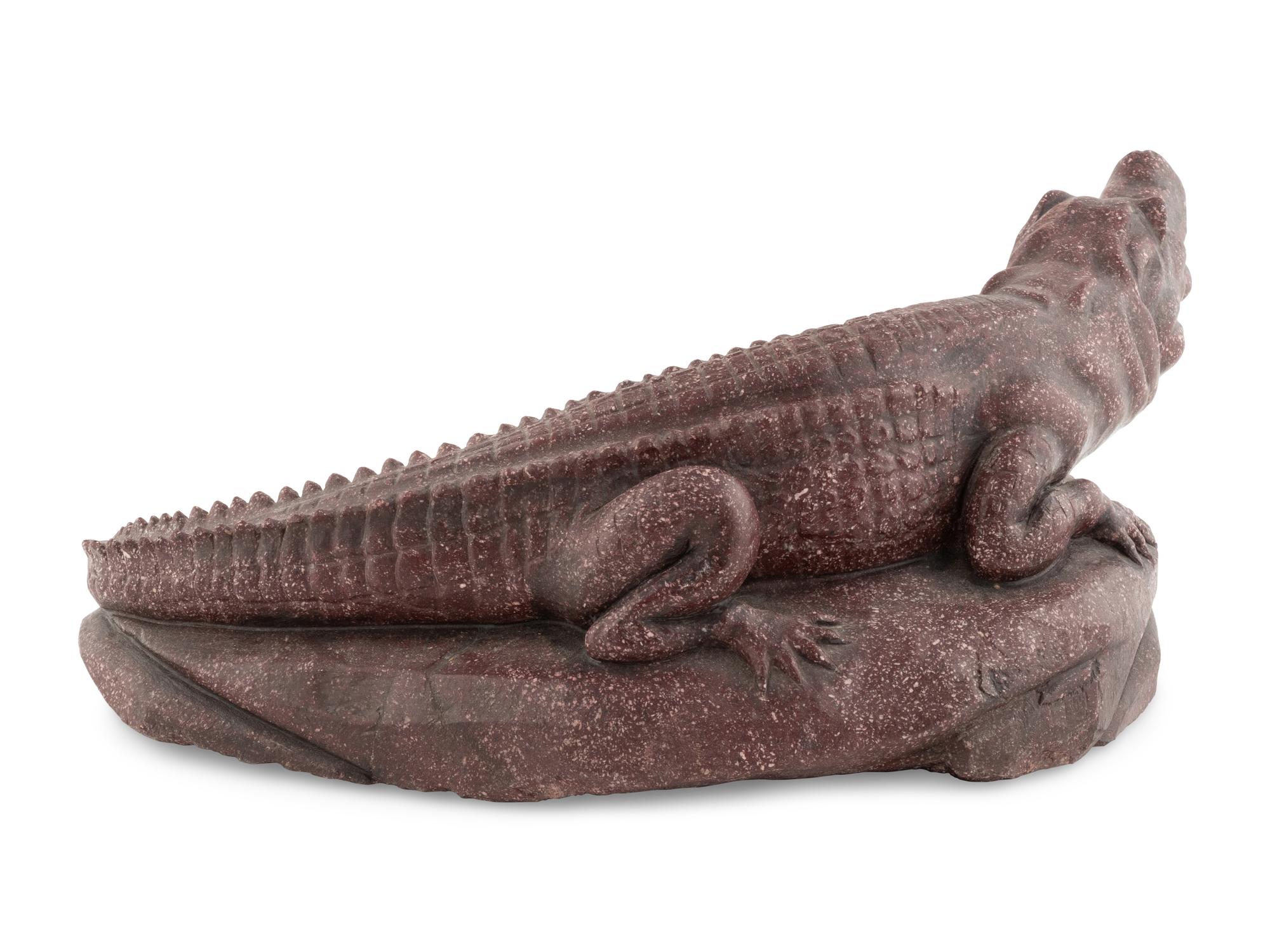 An Italian Carved Red Porphyry Crocodile
