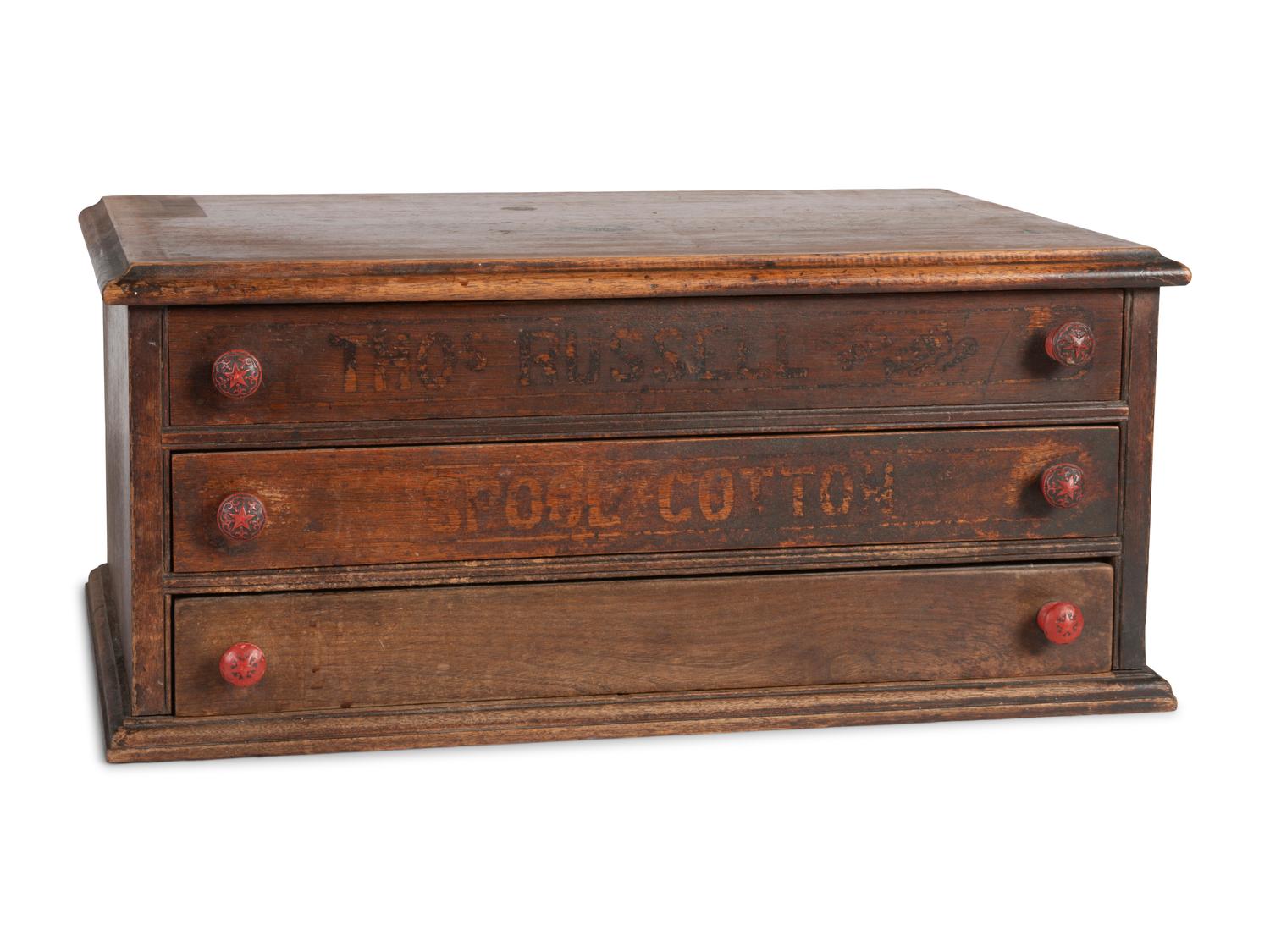 A Thomas Russell Painted Wood Spool Cabinet