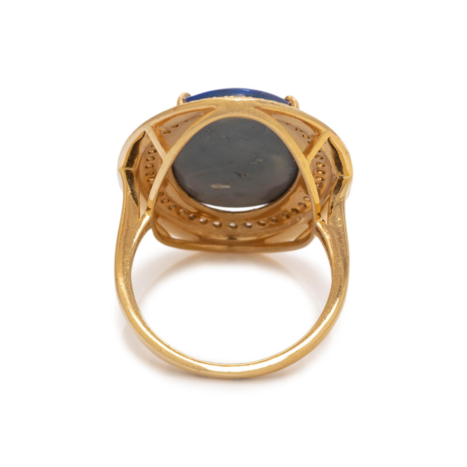 BLACK OPAL AND DIAMOND RING
