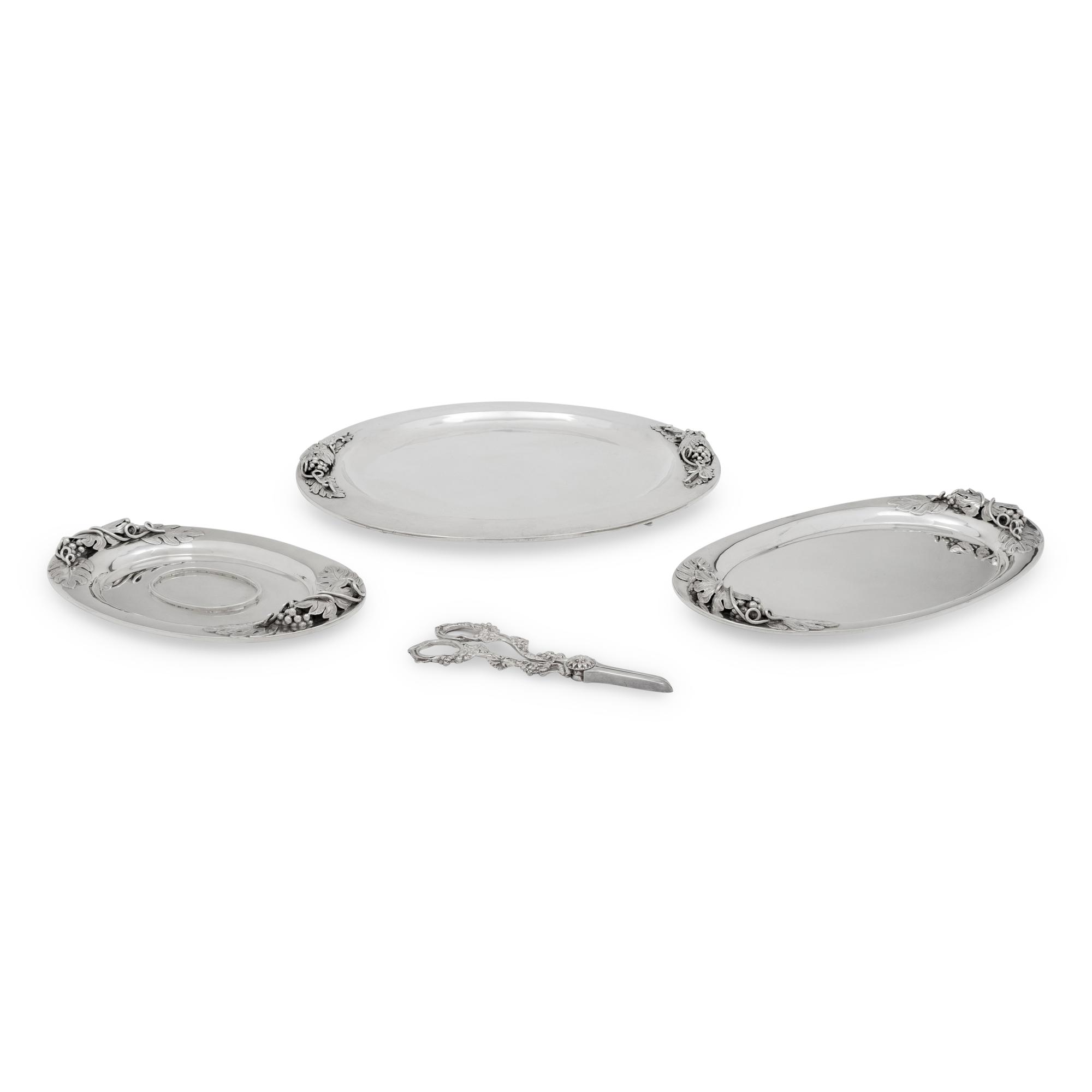 Three Mexican Silver Trays