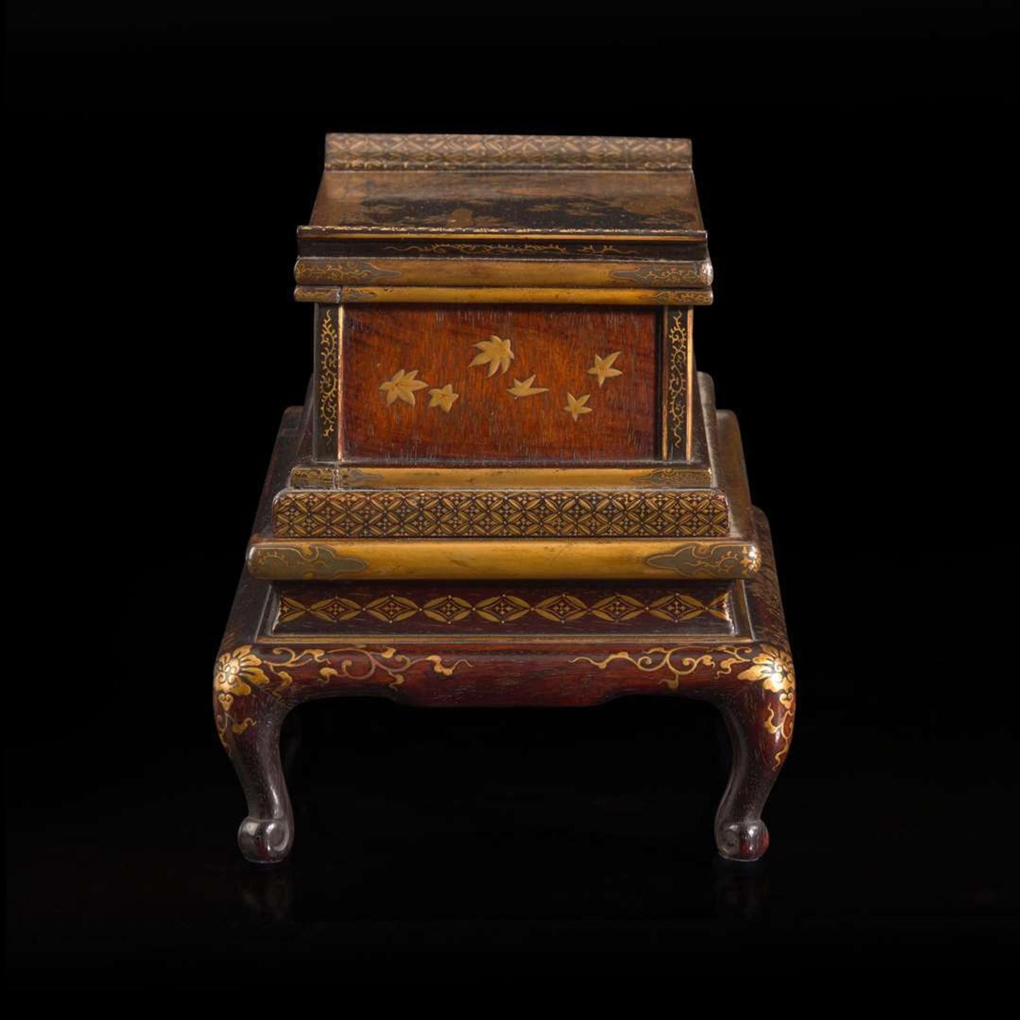 A small Japanese lacquer stand 日本漆金时绘木架 Meiji to Taisho period ?????