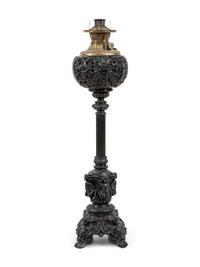 An American Neoclassical Cast Metal Oil Lamp