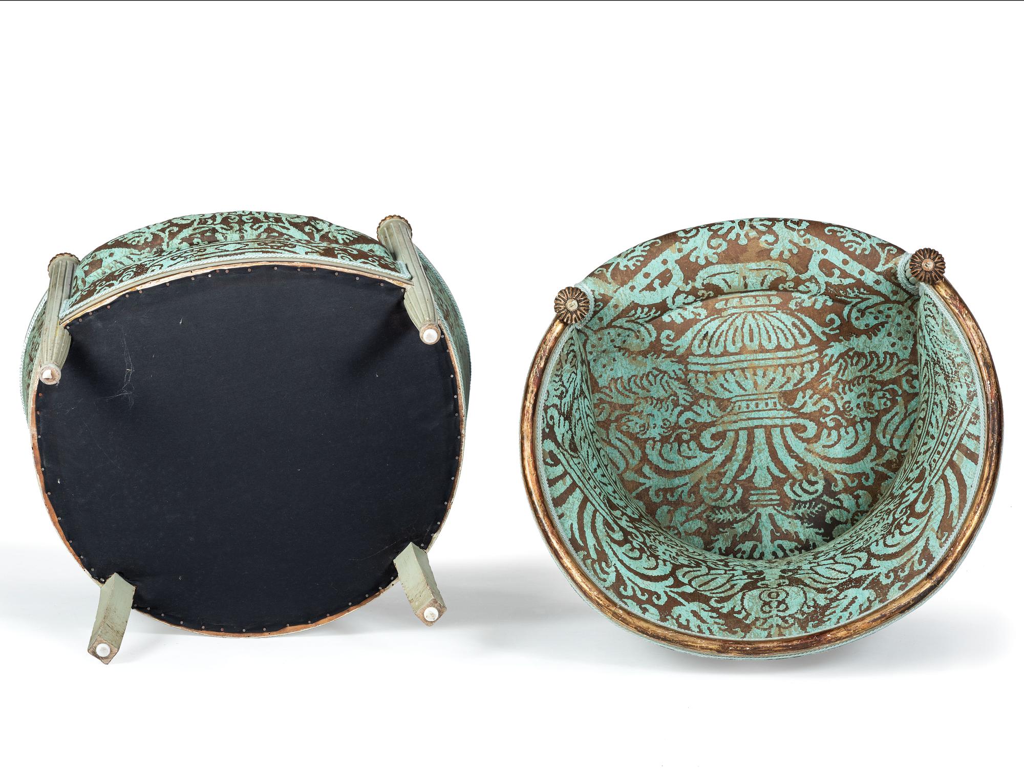 A Pair of Painted Neoclassical Style Barrel Chairs