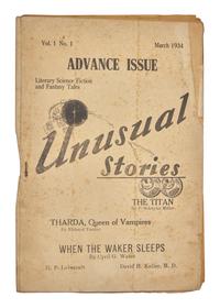 [LOVECRAFT, Howard Phillips (1890-1937)]. Unusual Stories. Vol. 1, No. 1. (Everett, Pennsylvania: Fantasy Publications), March 1934.