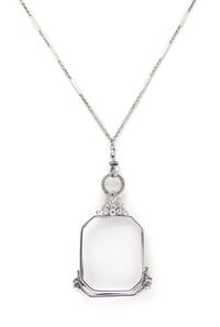An Art Deco White Gold, Platinum and Diamond Lorgnette with Longchain, 16.90 dwts.