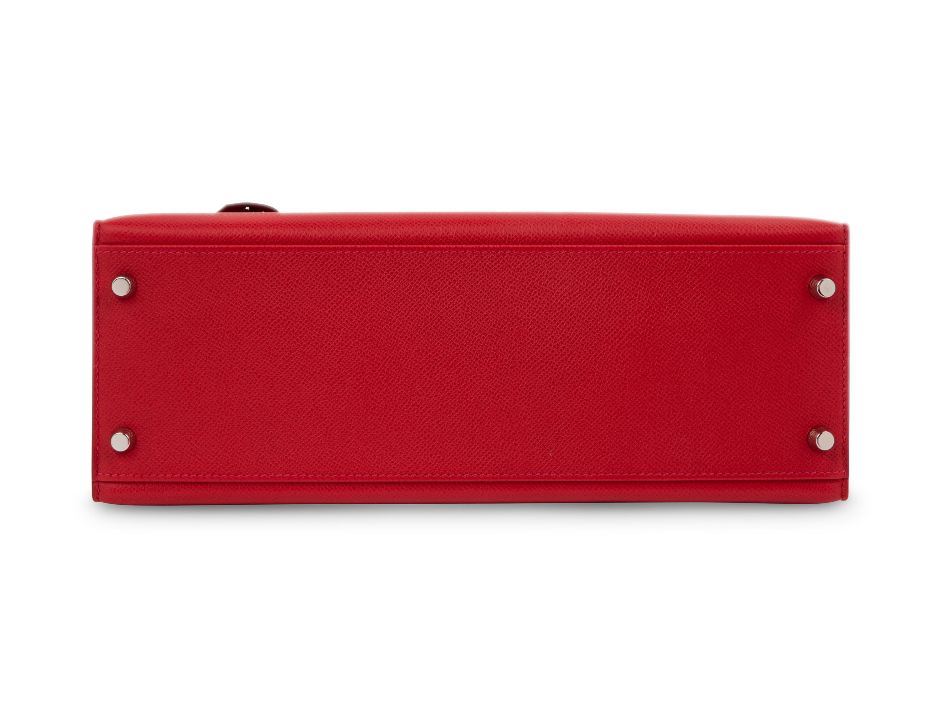 Red Hermès Epsom Leather Kelly 32 with Strap, 2014