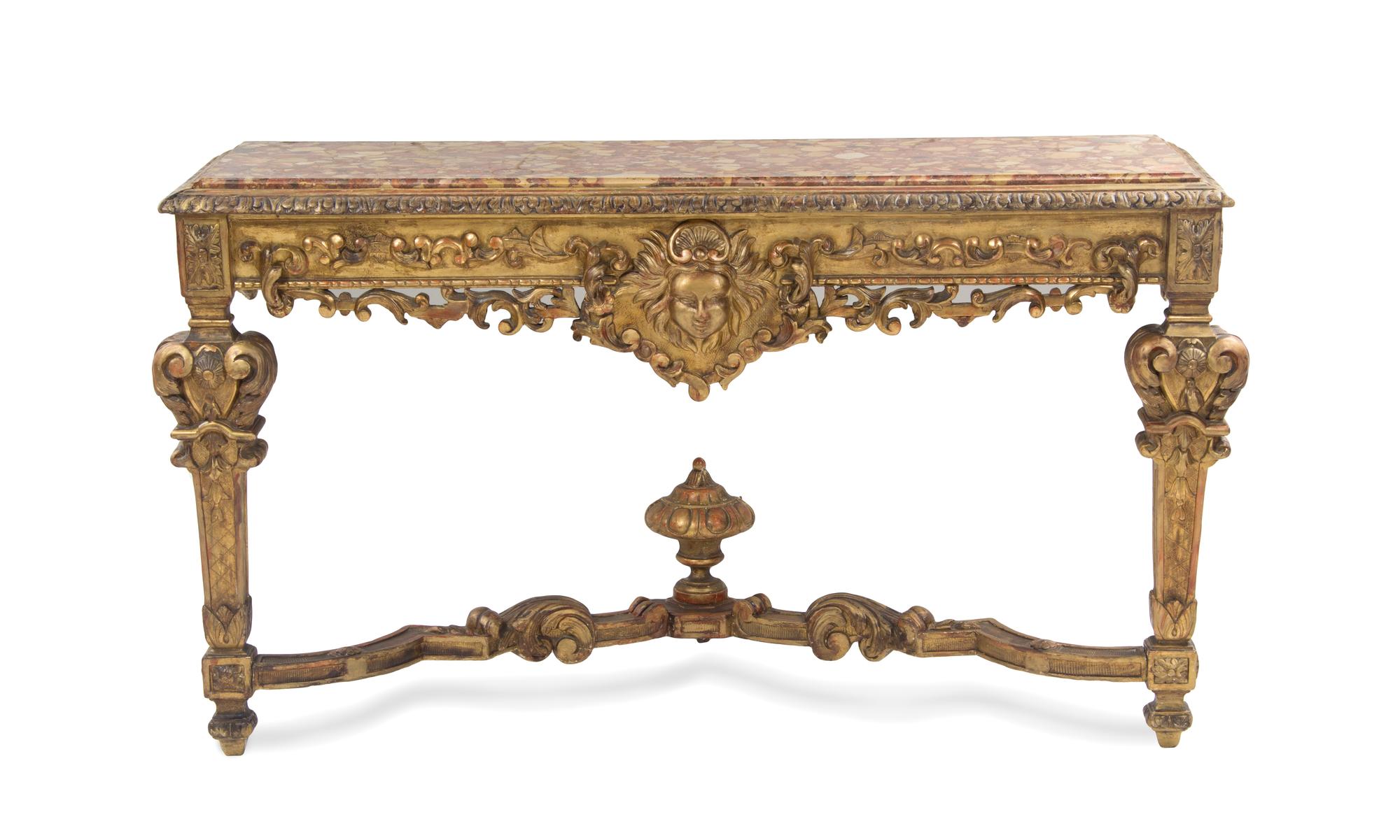 A Pair of Louis XVI Giltwood Console Tables, 18TH/19TH CENTURY WITH ALTERATION, Height 34 3/4 x width 57 1/4 x depth 14 3/4 inches. — 18TH/19TH CENTURY WITH ALTERATION,